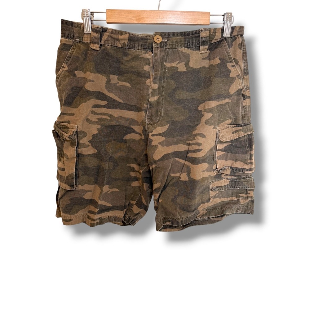 Rugged Wear Cargo Shorts Mens 36 Camo Camouflage Cotton Multi Pocket Utility